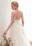 Shop Cheap Beaded Lace Backless Flower Tulle Long Appliques  A-line Wedding Dress