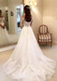 Shop Cheap  Tulle Jewel Long Sleeves A-line Wedding Dress With Lace Appliques