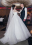 Elegant Long Sleeves Tulle Jewel Appliques A-line Wedding Dress