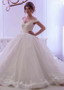 Shop Elegant Tulle Off-the-shoulder Long Sleeves Ball Gown Wedding Dresses With Rhinestones