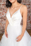 Shop Cheap A-line V-neck Straps White Satin Wedding Dress with Cascading Ruffles