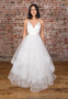 Shop Cheap A-line V-neck Straps White Satin Wedding Dress with Cascading Ruffles