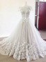 Cheap New Arrival A-Line Round Cap Sleeves Light Champagne Wedding Dress with Appliques