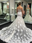 Shop Cheap Mermaid Sweetheart Court Train Wedding Dress with Lace Appliques