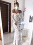 Shop Cheap Sheath Off-the-Shoulder Long Sleeveless Lace Wedding Dress