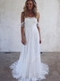 Shop Cheap A-Line Off-the-Shoulder Lace Beach Wedding Dress with Appliques