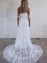 Shop Cheap A-Line Off-the-Shoulder Lace Beach Wedding Dress with Appliques
