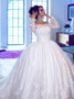 Shop Cheap Ball Gown Off-the-Shoulder Long Sleeves Wedding Dress with Appliques