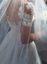 A-Line V-Neck Short Sleeves  Wedding Dress with Appliques