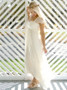 Shop Cheap A-Line Square Neck Cap Sleeves Beach Chiffon Wedding Dress