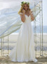 Cheap Long A-Line Off-the-Shoulder Sweep Train Chiffon Beach Wedding Dress