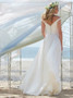 Cheap Long A-Line Off-the-Shoulder Sweep Train Chiffon Beach Wedding Dress