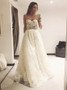 Shop Cheap A-Line Sweetheart Sleeveless Sweep Train Lace Wedding Dress