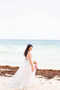 Shop Sexy V Neck A Line Floor Length Flower Appliques Tulle Beach Wedding Dress