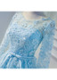 Shop Cheap Lace Jewel Blue Short A-line Homecoming Dress With Bowknot