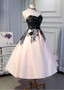 Short Cheap  Tulle  Satin Sweetheart Pink Knee-length A-line Homecoming Dress