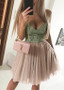 Shop Cheap Tulle Sweetheart Champagne Short A-line Homecoming Dress