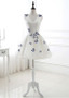 Shop Cheap White Tulle V-neck Embroidery Butterfly Short Length A-line Homecoming dress Under 100