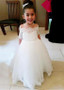 Shop Cheap Tulle Off-the-shoulder White Ball Gown Flower Girl Dress With Lace Appliques