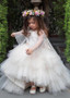 Shop Cheap Tulle Jewel White Ball Gown Flower Girl Dress With Belt & Bowknot