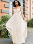 Cold Shoulder Long Pearl Pink Chiffon Bridesmaid Dress