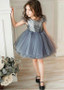 Shop Cheap Sequin Lace & Tulle Jewel Silver Knee-length Ball Gown Flower Girl Dress With Feather 