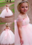 Shop Cheap Tulle & Satin Square Pink Ball Gown Flower Girl Dresses With Belt