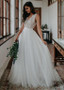 Shop Cheap Beach Destination Tulle V-neck Simple A-Line Wedding Dress