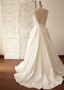 Shop Cheap Satin V-neck Appliques Floor-length A-line Wedding Dress