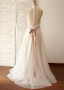 Shop Cheap Tulle Halter Belt A-line Wedding Dress With Lace