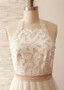 Shop Cheap Tulle Halter Belt A-line Wedding Dress With Lace