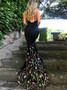 Shop Backless Spaghetti Straps Black Mermaid Prom Dress with Embroidery under 200