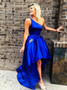 Shop Cheap One Shoulder With Pocket Royal Blue Satin Prom Dress under 100