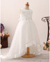 Princess Lace Beading Bodice High Low Ivory Flower Girl Dress