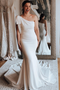 Shop Cheap One Shoulder satin Mermaid Wedding Dress with Chapel Train under 200