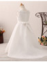 Pleated Beading Neck Ivory Floor Length Flower Girl Dress 