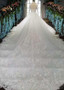 Luxury Lace Appliques & Beadings Tulle Bateau A-line Wedding Dress
