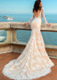Shop Champagne Tulle Jewel Beadings & Lace Appliques Mermaid Wedding Dress under 200