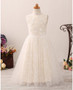Hole Back Champagne Tulle Lace Flower Girl Dress