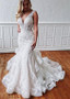 Shop Ruffles Tulle V-neck Lace Appliques & Beadings Mermaid Wedding Dress Under 300