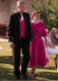 Shop Half sleeve Chiffon Jewel Fuchsia A-line Mother Of The Bride Dresses With Belt from Annakoo
