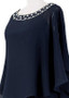 Shop Plus Size Beading Chiffon Scoop Navy Full-length Sheath/Column Mother Of The Bride Dress under 120