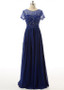 Shop Luxury Sparkle Chiffon Jewel Beading Blue Short Sleeves A-line Mother Of The Bride Dress under 200