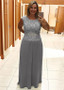Shop Plus Size Beading Silver Chiffon Jewel Full-length Sheath/Column Mother Of The Bride Dress from Annakoo