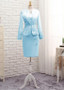  Lace Appliques Satin Jewel Blue Sheath/Column Mother Of The Bride Dress