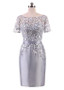  Taffeta Bateau Neckline Short Sleeves Sheath/Column Mother Of The Bride Dresses With Belt