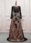 Shop Elegant Lace Jewel Black Long Sleeves Floor-length Sheath/Column Mother Of The Bride Dress Under 200