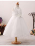 Short Beaded Lace Ivory Flower Girl Dress For Little Girls