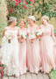 Shop Cheap Tulle & Chiffon Jewel Pink Floor-length A-line Bridesmaid Dress under 100