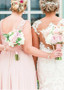 Shop Cheap Tulle & Chiffon Jewel Pink Floor-length A-line Bridesmaid Dress under 100